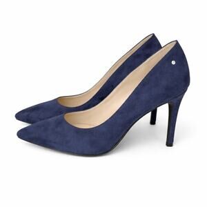 Sam Edelman Circus Mina Navy Blue Pumps 8 Stiletto Pointed Toe 4" Heel New